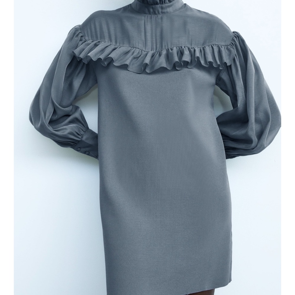 ZARA KNIT ORGANZA DRESS - Picture 2 of 15
